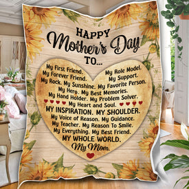 Personalized To My Mom Blanket, My First Friend My Forever Friend Blanket, Message Blanket, Customized Mother's Day Gifts