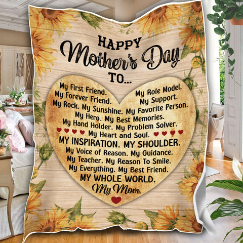 Image of Personalized To My Mom Blanket, My First Friend My Forever Friend Blanket, Message Blanket, Customized Mother's Day Gifts