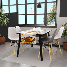 USA MADE Thanksgiving Table Runner | Happy Thanksgiving Autumn Turkey Table Runner Vintage Design for Dinning Decoration Holidays Gifts (Cotton, Poly)