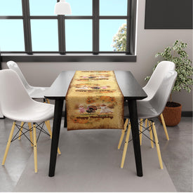USA MADE Thanksgiving Table Runner | Happy Thanksgiving Kids Turkey Table Runner Vintage Design for Dinning Decoration Holidays Gifts (Cotton, Poly)