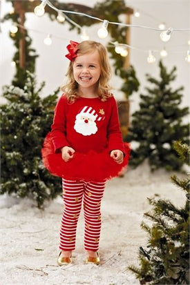 Mud Pie Baby Girls Christmas Holiday Santa Skirt Set