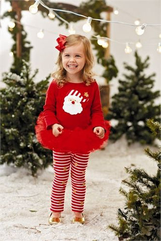 Image of Mud Pie Baby Girls Christmas Holiday Santa Skirt Set