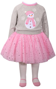 Bonnie Jean Little Girls Christmas Snowman Tunic Skirt Set