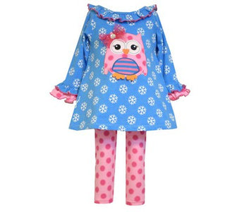 Bonnie Jean Little Girls Halloween Pink Owl Legging Set