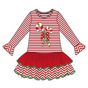 Bonnie Jean Little Girls Christmas Candy Cane Dress