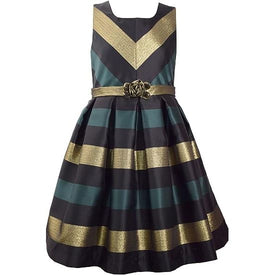 Bonnie Jean Big Girls' Holiday Hipster Dresses, Gold/Black Plaid