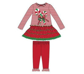 Bonnie Jean Little Girls Christmas Candy Cane Legging Set