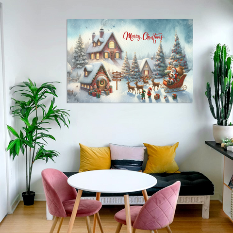 Image of Personalized Christmas Canvas, Custom Santa Workshop 2 Christmas Canvas, Home Decor, Wall Art Decoration, Christmas Gifts