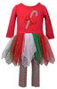 Bonnie Jean Little Girls Christmas Candy Cane Mesh Skirt Legging Set