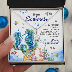 Sea Horse Couple Soulmate Eternal Hope Necklace With Message Card Gift for Wife