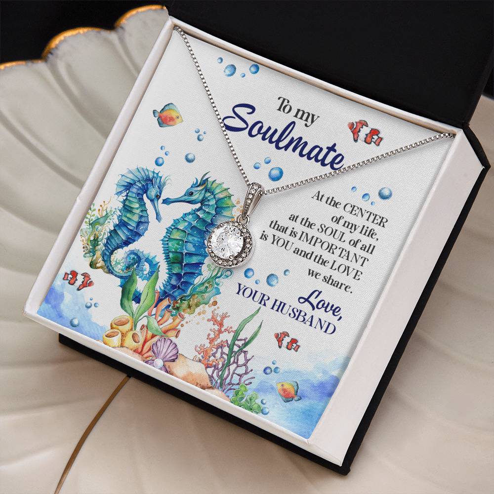 Sea Horse Couple Soulmate Eternal Hope Necklace With Message Card Gift for Wife