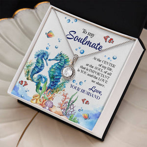 Sea Horse Couple Soulmate Eternal Hope Necklace With Message Card Gift for Wife