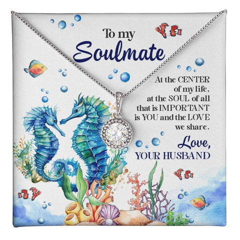 Image of Sea Horse Couple Soulmate Eternal Hope Necklace With Message Card Gift for Wife