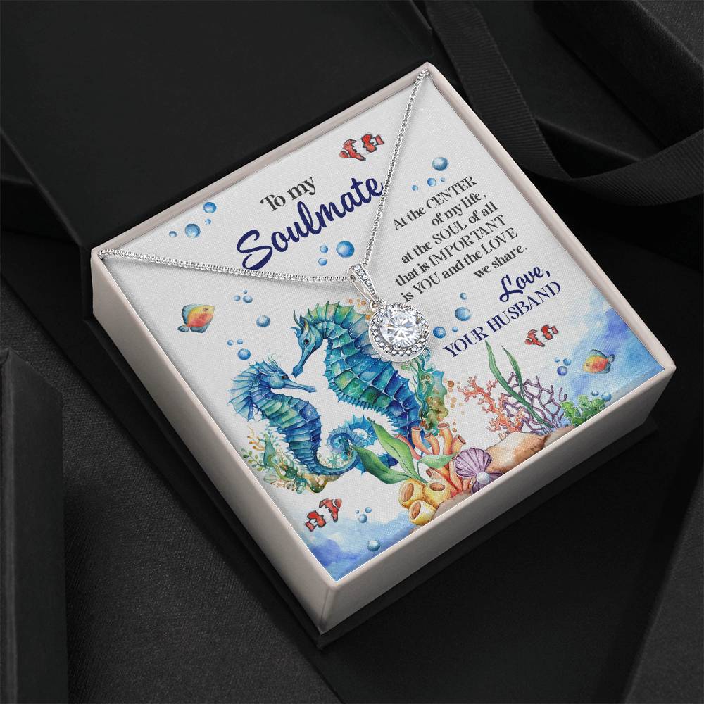 Sea Horse Couple Soulmate Eternal Hope Necklace With Message Card Gift for Wife