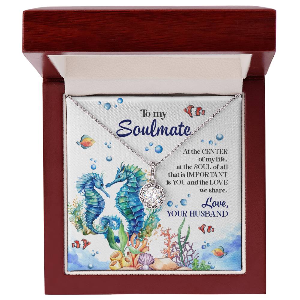Sea Horse Couple Soulmate Eternal Hope Necklace With Message Card Gift for Wife
