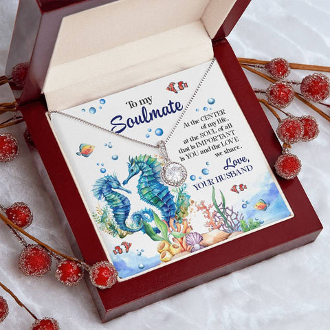 Image of Sea Horse Couple Soulmate Eternal Hope Necklace With Message Card Gift for Wife