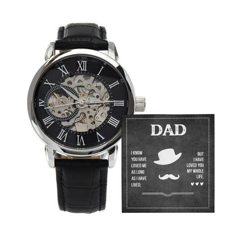 Image of Dad I Know You Have Loved Me As Long As I Have Lived But I Have Loved You My Whole Life Men's Openwork Watch With Mahogany Box