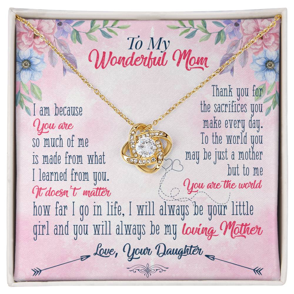 To My Wanderful Mom Love Knot Necklace