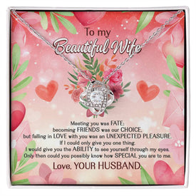 To My Beautiful Wife Love Knot Necklace With Message Card Gift for Wife