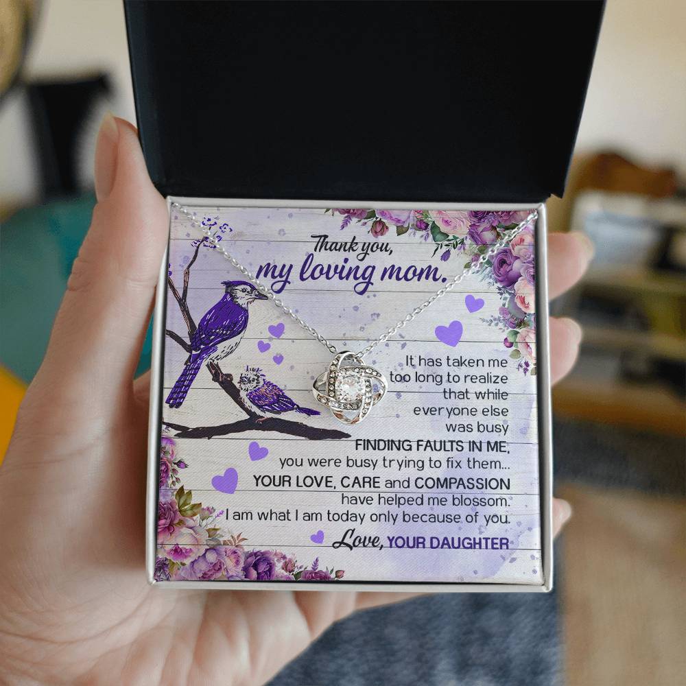 Blue Bird To Mom Love Knot Necklace With Message Card Gift for Mom