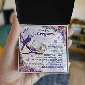 Blue Bird To Mom Love Knot Necklace With Message Card Gift for Mom