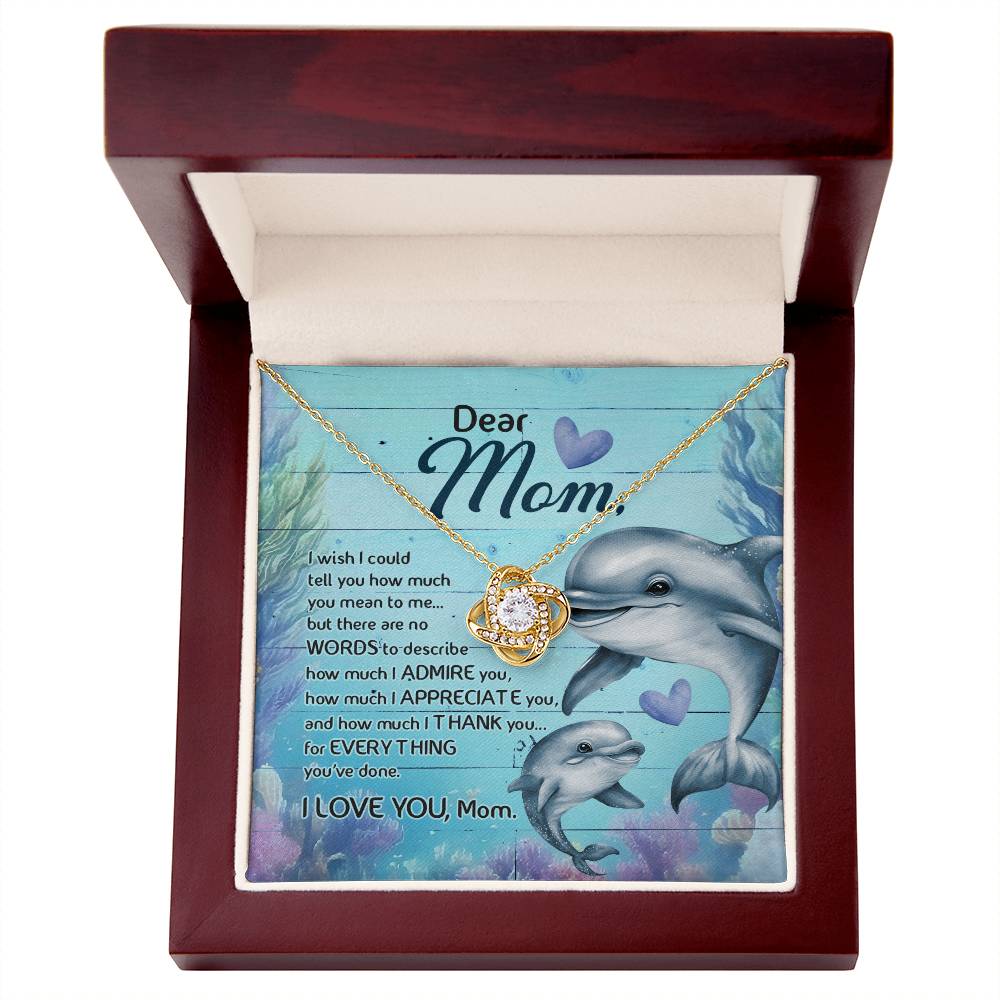 Dolphin Dear Mom  Love Knot Necklace With Message Card Gift for Mom