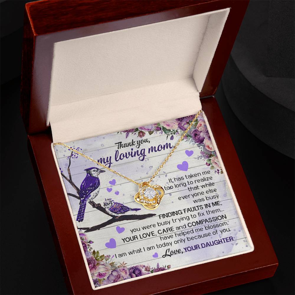 Blue Bird To Mom Love Knot Necklace With Message Card Gift for Mom