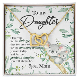Koala To My Daughter Interlocking Hearts Necklace With Message Card Gift for Daughter