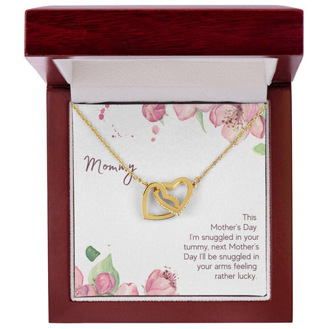Image of Mommy Snuggled In Your Tummy Interlocking Hearts Necklace
