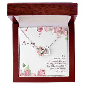 Mommy Snuggled In Your Tummy Interlocking Hearts Necklace
