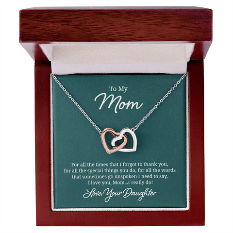 Image of To My Mom For All The Times That I Forgot To Thank You Interlocking Hearts Necklace