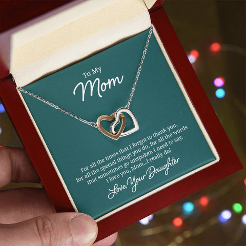 Image of To My Mom For All The Times That I Forgot To Thank You Interlocking Hearts Necklace