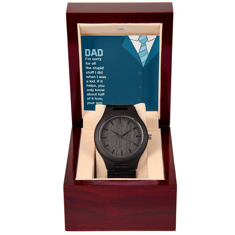 Image of Dad If It Helps You Only Know About Half Of It Love Your Son Wooden Watch With Mahogany Box