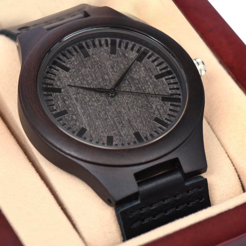 Image of Dad To The World You Are A Dad To Our Family You Are The World Happy Father's Day Wooden Watch With Mahogany Box