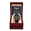 Papa Your Love Has Been A Lighthouse In My Darkest Storms Guiding Me Home Black Chronograph Watch With Mahogany Box