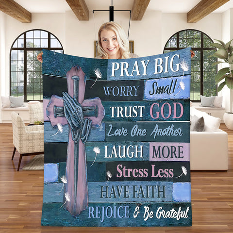 Image of USA Printed Custom Blanket, Lords Prayer Blanket, Trust God Blanket, Personalize Blanket, Message Blanket