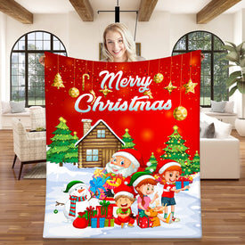 Personalized Merry Christmas Minky Blanket, Sherpa Blanket, Fleece Blanket, Kids Christmas Gift
