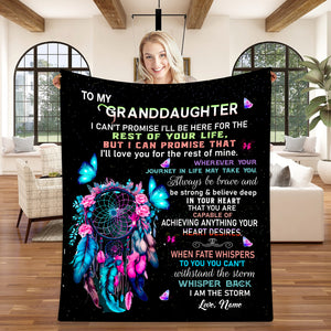 Personalized To My Granddaughter Blanket, Custom Dreamcatcher Granddaughter Blanket, Message Blanket, Gift For Granddaughter