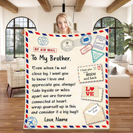 Personalized Letter To My Brother Blanket, Custom Brother Blanket, Letter Blanket, Message Blanket, Birthday Gift Blanket for Sibling