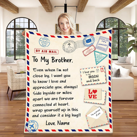 Image of USA Printed Custom Blanket, To My Brother Blanket,  Personalize Blanket, Message Blanket, Birthday Gift Blanket for Sibling