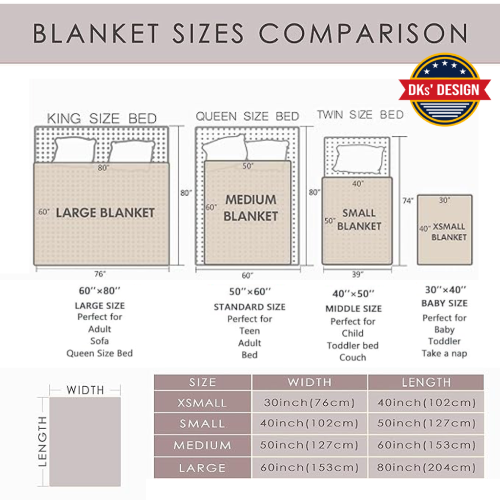 Standard blanket size chart sale
