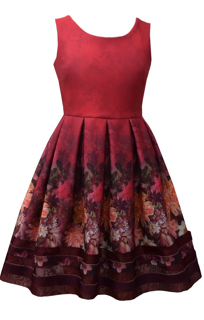 Bonnie Jean Girls Christmas Flowers Print Shadow Striped Tank Dress with Shrug