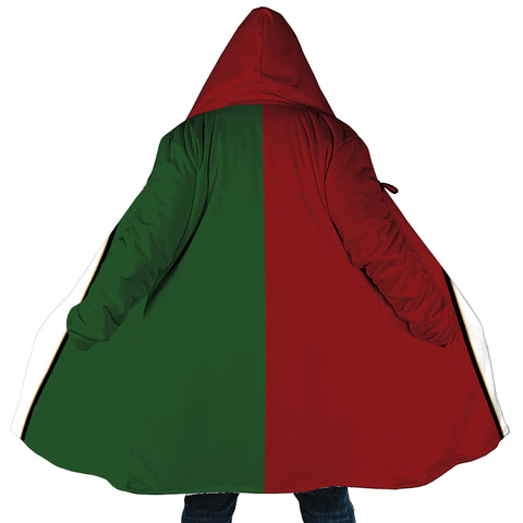 Image of Personalized Hooded Cloak Coat, Red Green White Christmas Color Block Hooded Cloak Coats