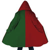 Personalized Hooded Cloak Coat, Red Green White Christmas Color Block Hooded Cloak Coats