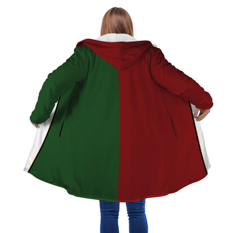 Image of Personalized Hooded Cloak Coat, Red Green White Christmas Color Block Hooded Cloak Coats