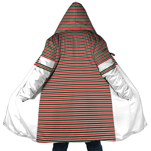 Image of Personalized Hooded Cloak Coat, Red and Green Stripes Christmas Color Block Hooded Cloak Coats