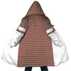 Personalized Hooded Cloak Coat, Red and Green Stripes Christmas Color Block Hooded Cloak Coats