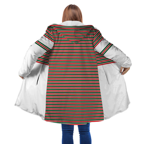 Image of Personalized Hooded Cloak Coat, Red and Green Stripes Christmas Color Block Hooded Cloak Coats