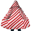 Personalized Hooded Cloak Coat, Red And White Candy Cane Stripe Christmas Hooded Cloak Coats