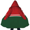 Personalized Hooded Cloak Coat, Red Green Christmas Color Block Hooded Cloak Coats